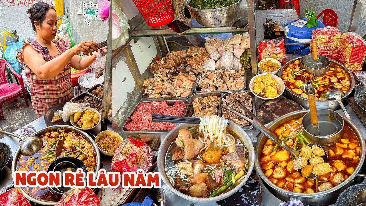 Choáng ngợp TỦ BÚN BÒ ĐẦY ẮP,  topping ê hề tái, nạm, gân, chả, sườn bò ngon rẻ hiếm thấy