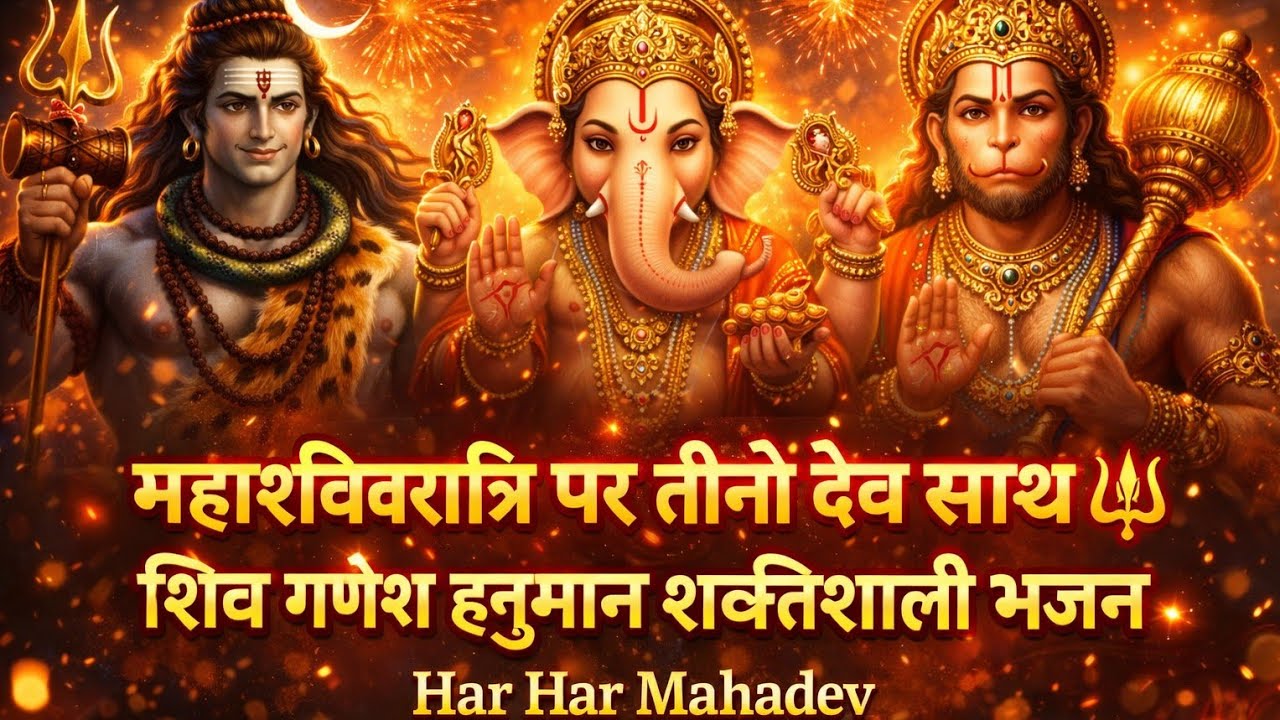 महाशिवरात्रि पर तीनों देव साथ 🔱 | शिव गणेश हनुमान शक्तिशाली भजन