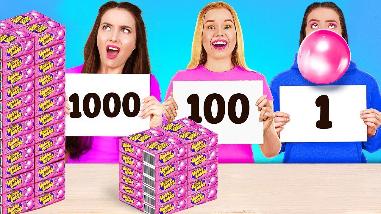100 SCHICHTEN ESSEN CHALLENGE! Riesen- vs. Mini-Essen für 24 Stunden von 123 GO!