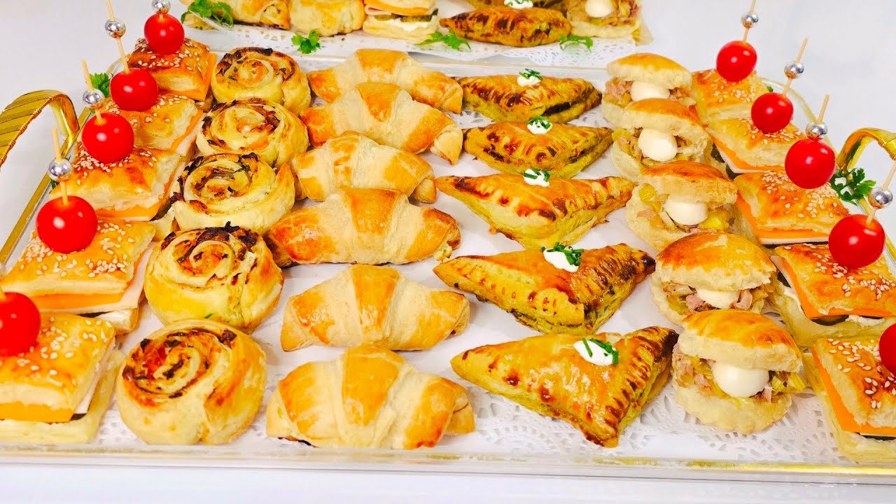 5 FEUILLETÉS FACILES,pour vos apéritifs dinatoires,buffet,fêtes(pâte feuilletée du commerce)
