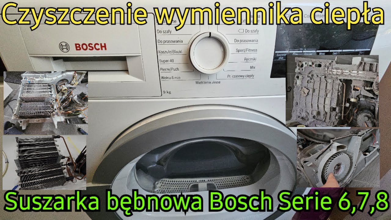 Suszarka bębnowa Bosch Serie 6 7 8 -słabo suszy - czyszczenie wymiennika ciepła -