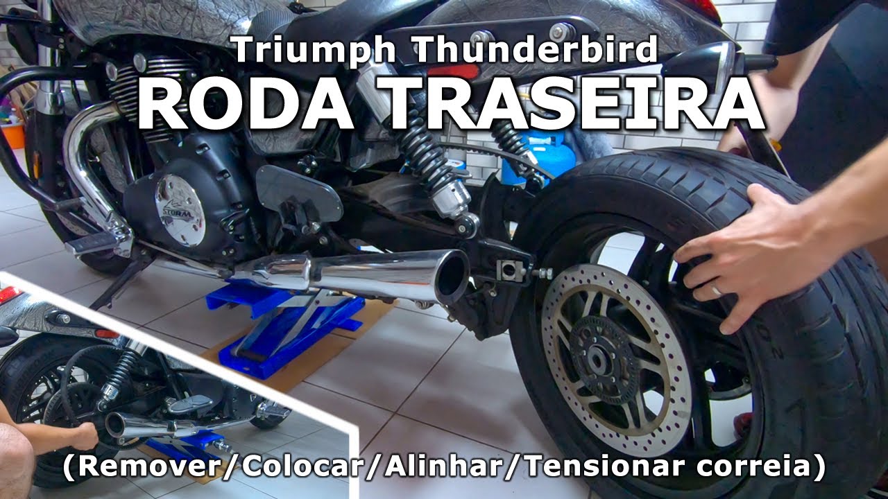 RODA TRASEIRA - Triumph Thunderbird Storm - Como tirar, colocar, alinhar e tensionar a correia
