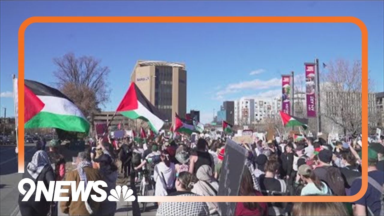 Protesters march through Denver streets in support of Palestine
