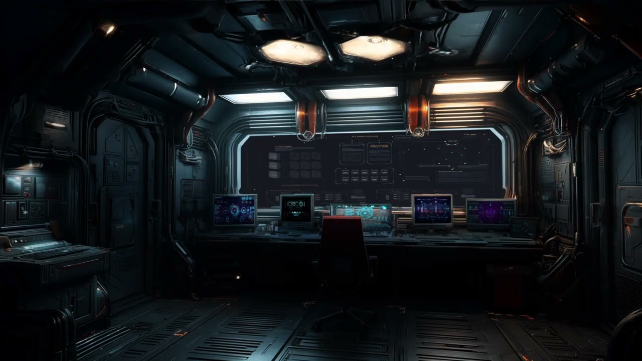 Spaceship Carrier KAN Engineering Deck. Sci-Fi Radio Chatter Ambiance for Sleep, Study, Relaxation