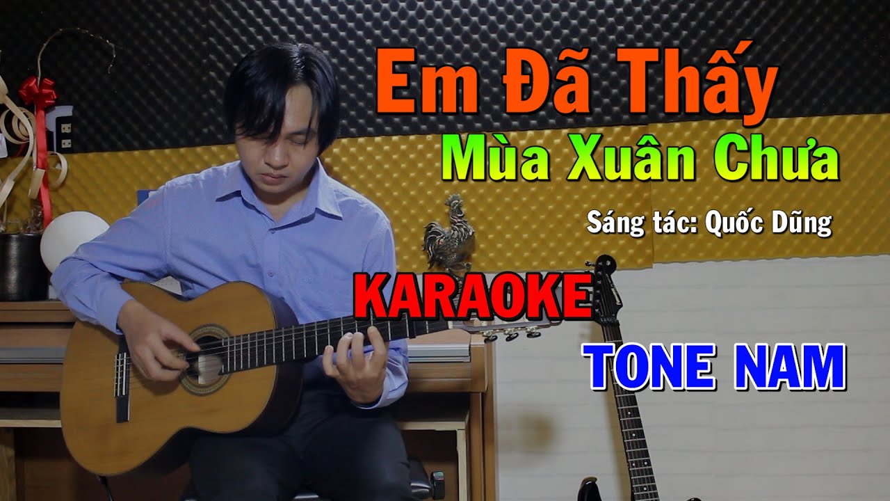 Em Đã Thấy Mùa Xuân Chưa - Tone Nam - Beat Guitar - Karaoke NBC