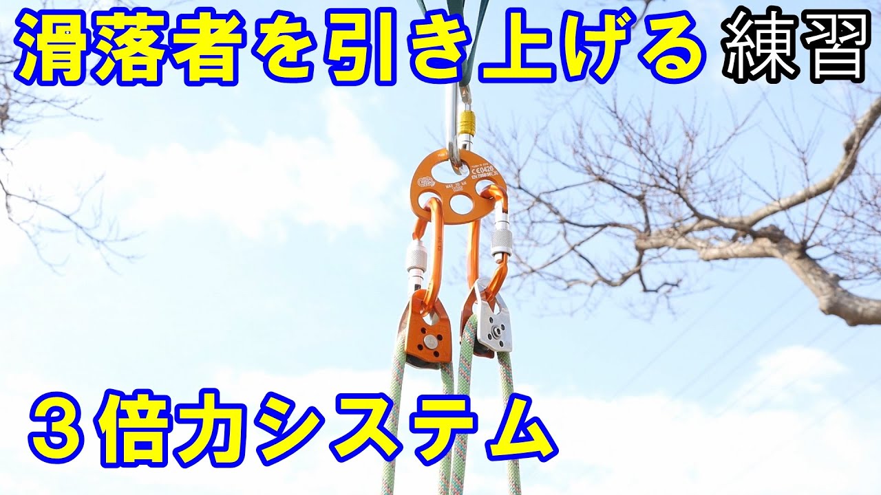滑落者を引き上げてみた(練習)  3倍力システム 3:1 Pulley System