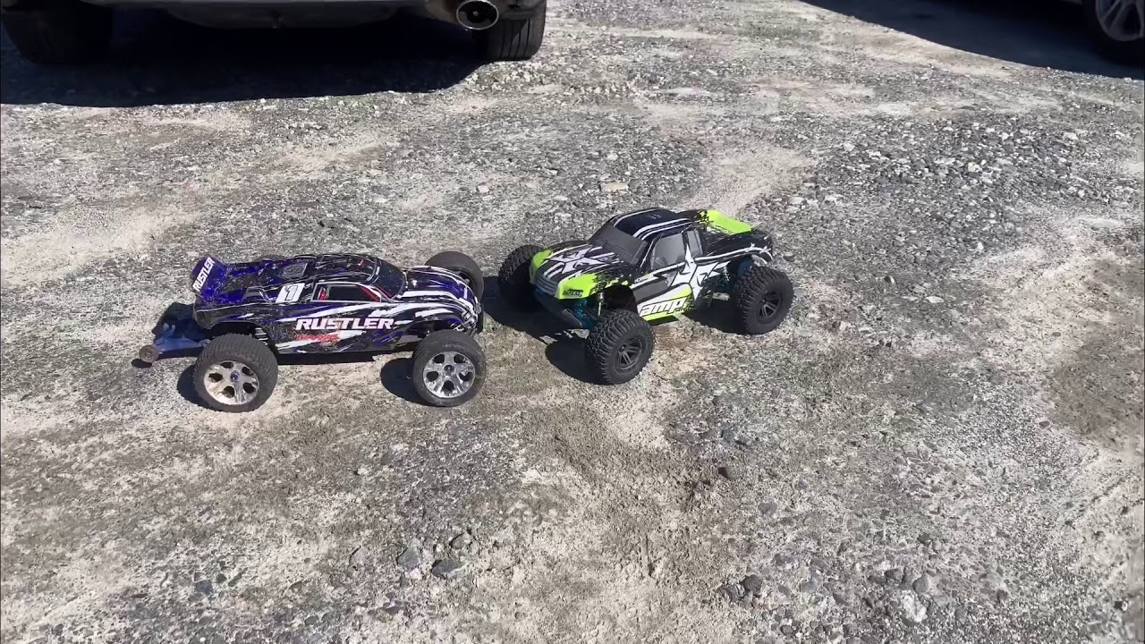 Traxxas Rustler&Ecx Amp MT 2WD Drag Race!!