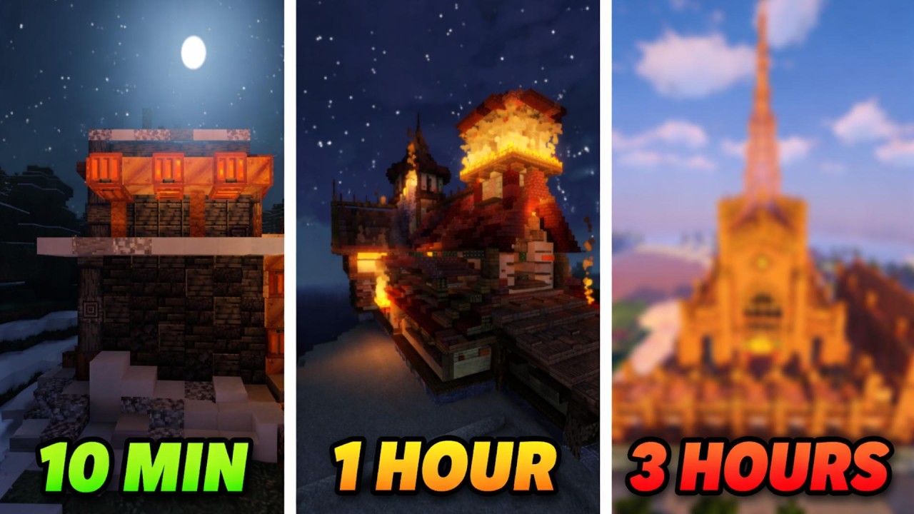 10 Minutes vs 1 Hour vs 3 Hours - Minecraft Building Challenge