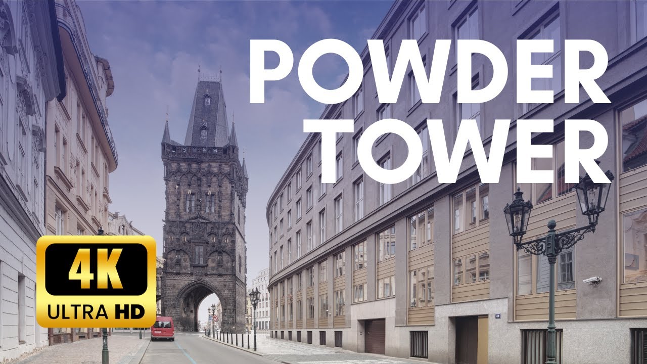 Prague Powder Tower walking, Czech 4K