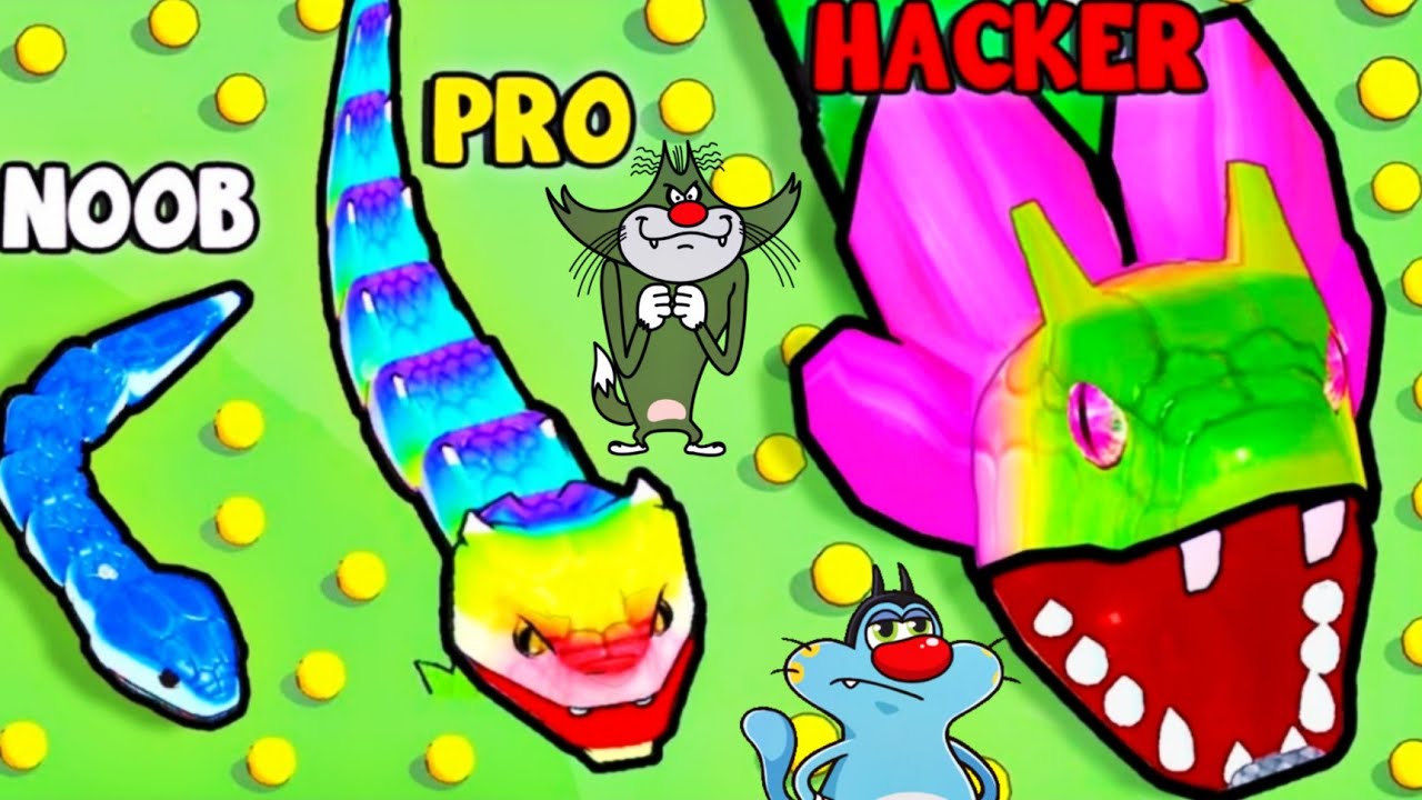 Snake Clash! .io - MAX LEVEL! Epic Snake Clash.io Saamp Wala game oggy and Jack funny voice