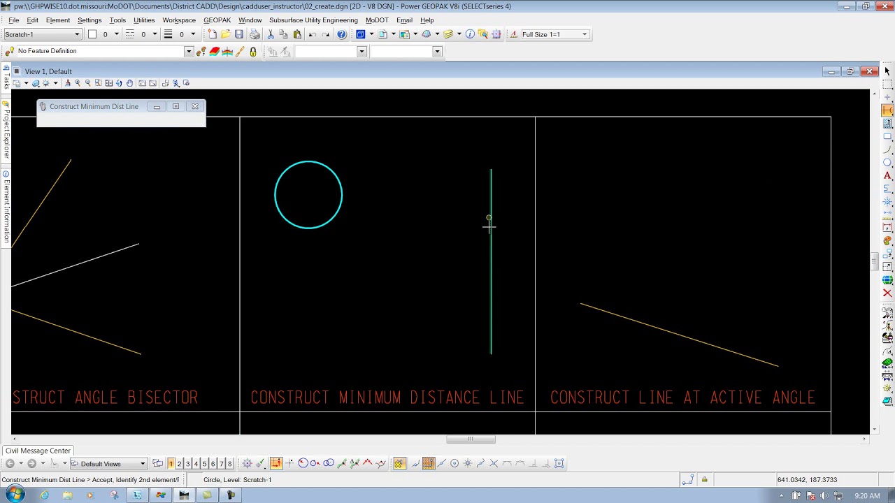 MicrostationV8I SS4 3.4 Construct Minimum Distance Line