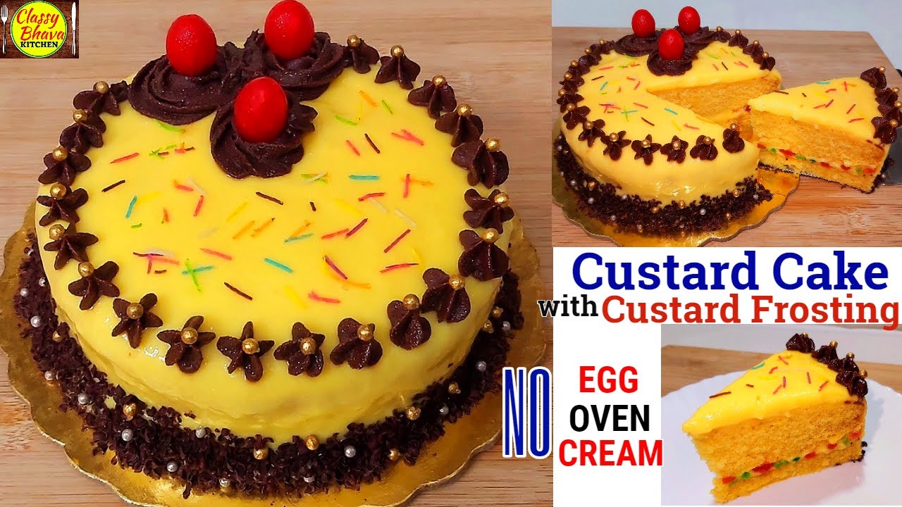 Custard Cake with Custard frosting |घर की आम चीज़ों से बनाएं दुनिया का सबसे easy केक | Custard Cake