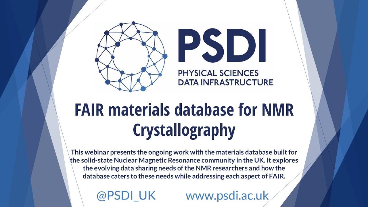 FAIR materials database for NMR Crystallography - PSDI Webinar
