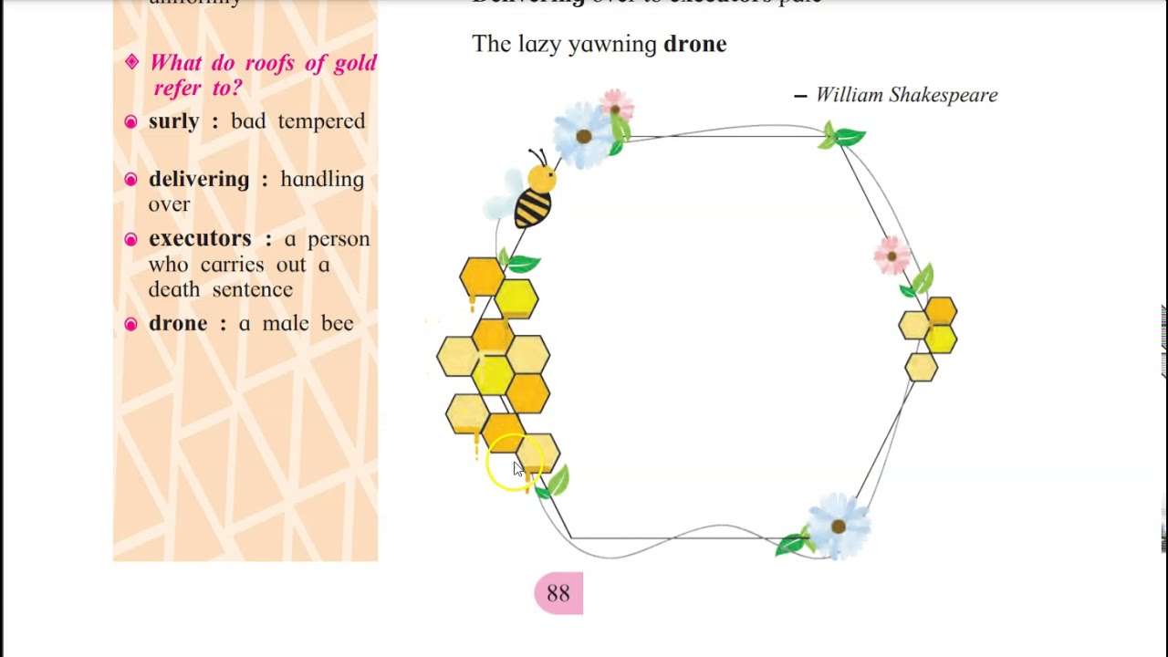 Class 8, English, 4 3, The Bees by William Shakespeare, easy explanation with all answers.