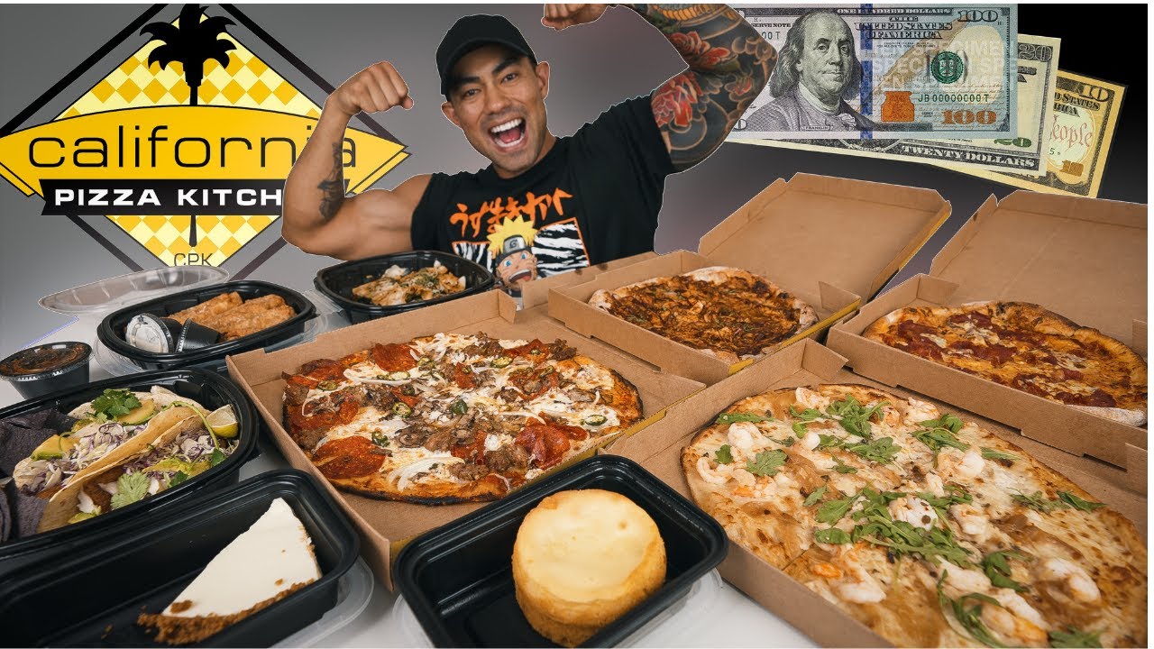 $130 WORTH OF CALIFORNIA PIZZA KITCHEN CHALLENGE (10,000+ CALORIES!)