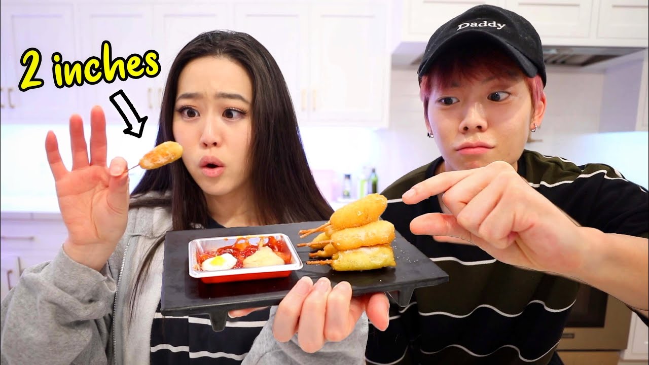 Impossible Cooking Challenge TINY FOOD (Cheesy Corndogs + Spicy Rice Cakes) MUKBANG