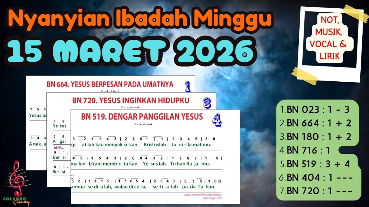 Nyanyian Ibadah Minggu | 15 MARET 2026 | HKBP | Bahasa Indonesia | Not, Musik, Vocal dan Lirik
