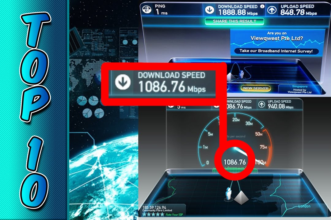 FASTEST INTERNET IN THE WORLD! TOP 10