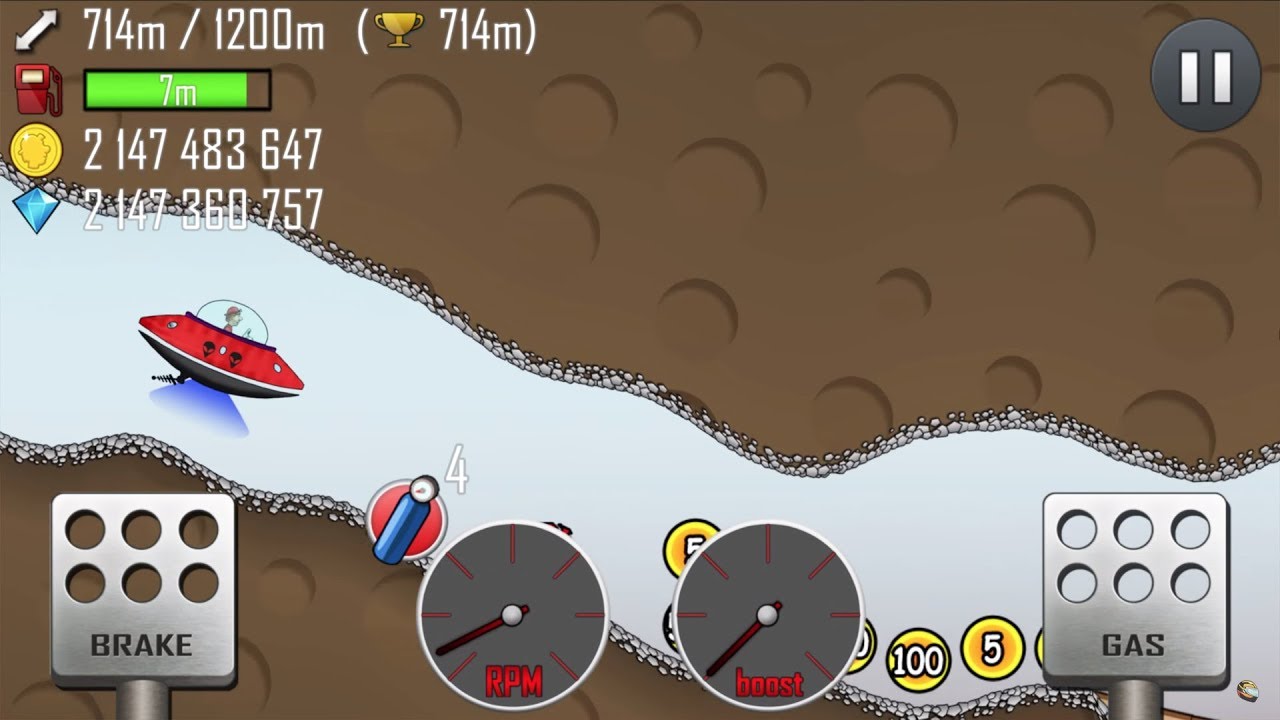 Hill Climb Racing - UFO in Cave / Mars / walkthrough | GamePlay