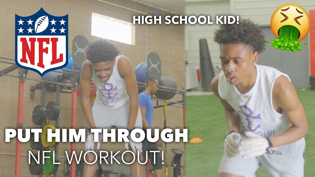 HIGH SCHOOL KID DOES NFL WORKOUT! *THROWS UP TWICE*