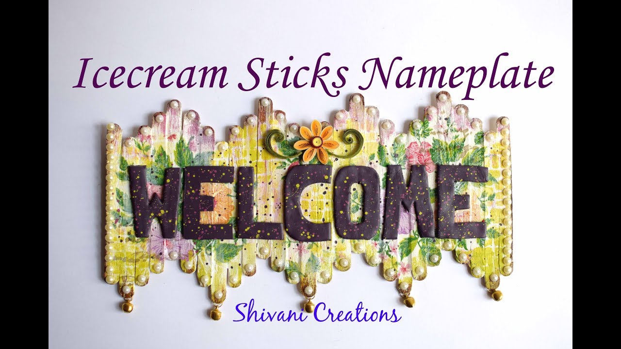 Ice-Sticks Nameplate/ Popsicle Sticks Nameplate/ DIY Clay Alphabets