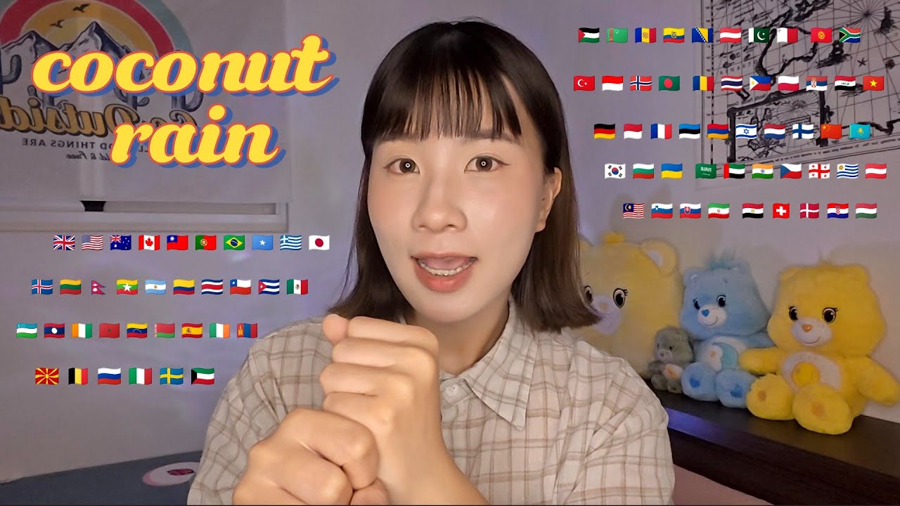 ASMR COCONUT RAIN TRIGGERS in 60+ Different Languages (tingly mouth sounds)