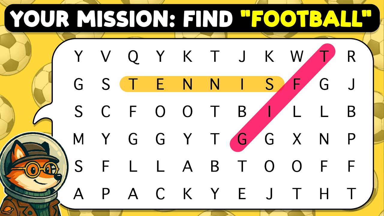 🦊🔍 Can Your Eyes Find “FOOTBALL”? 🔎🦊 | Word Search Puzzle