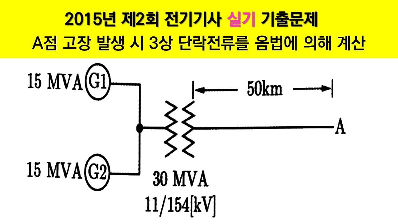 A점 고장 발생 시 3상 단락전류를 옴법에 의해 계산_2015년 2회 전기기사 실기 기출문제 해설강의_에듀피디 임정빈