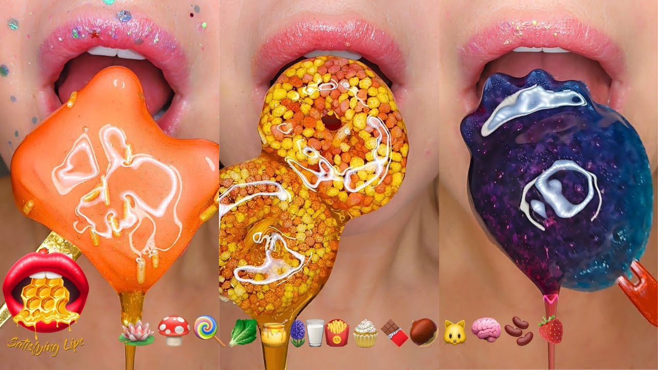 ASMR Satisfying Eating Emoji Food Challenge