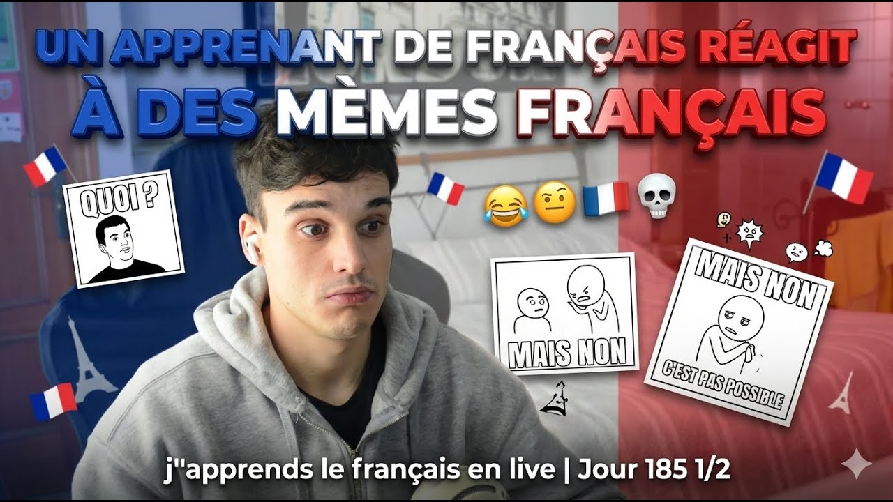 Un APPRENANT de FRANÇAIS REAGIT à des MÈMES FRANÇAIS | j'apprends le français en live | Jour 185 1/2