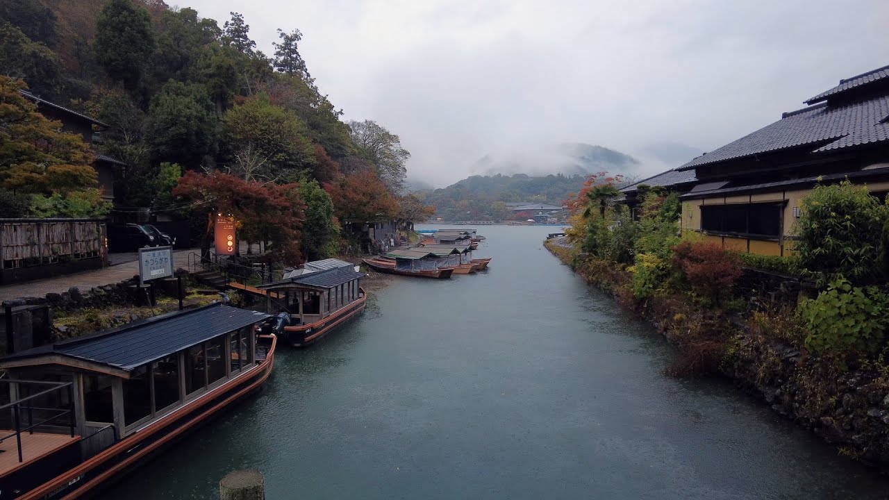 KYOTO RAIN WALK ARASHIYAMA IN AUTUMN JAPAN | 4K ASMR | Binaural Rain Ambience Sounds