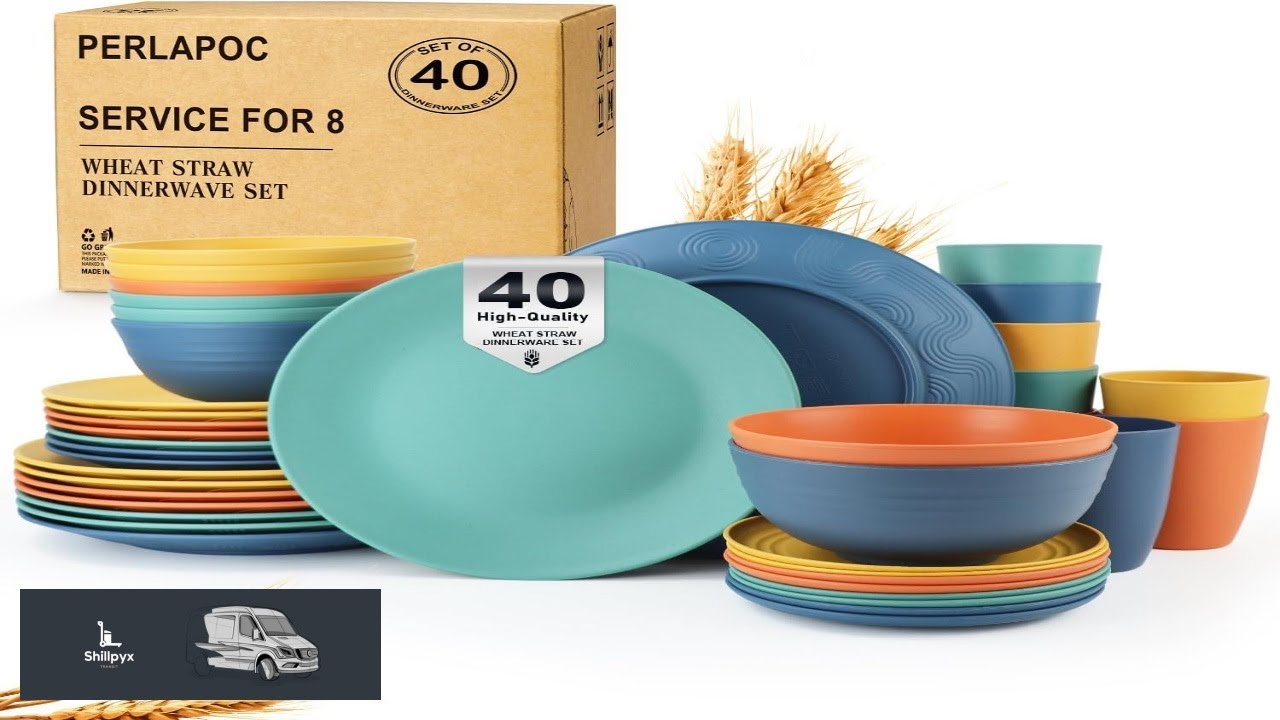 Wheat Straw Dinnerware Set 40 PCS Service for 8 Plates