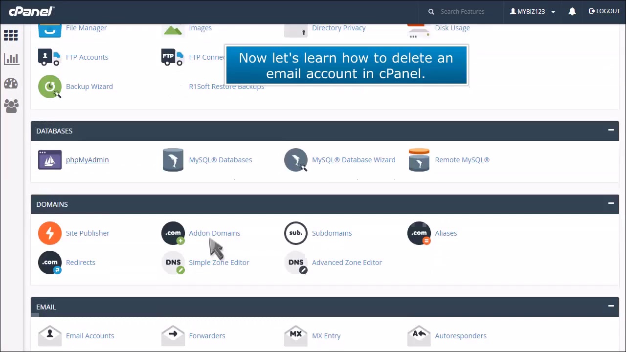 cPanel: How to Delete an Email Account in cPanel