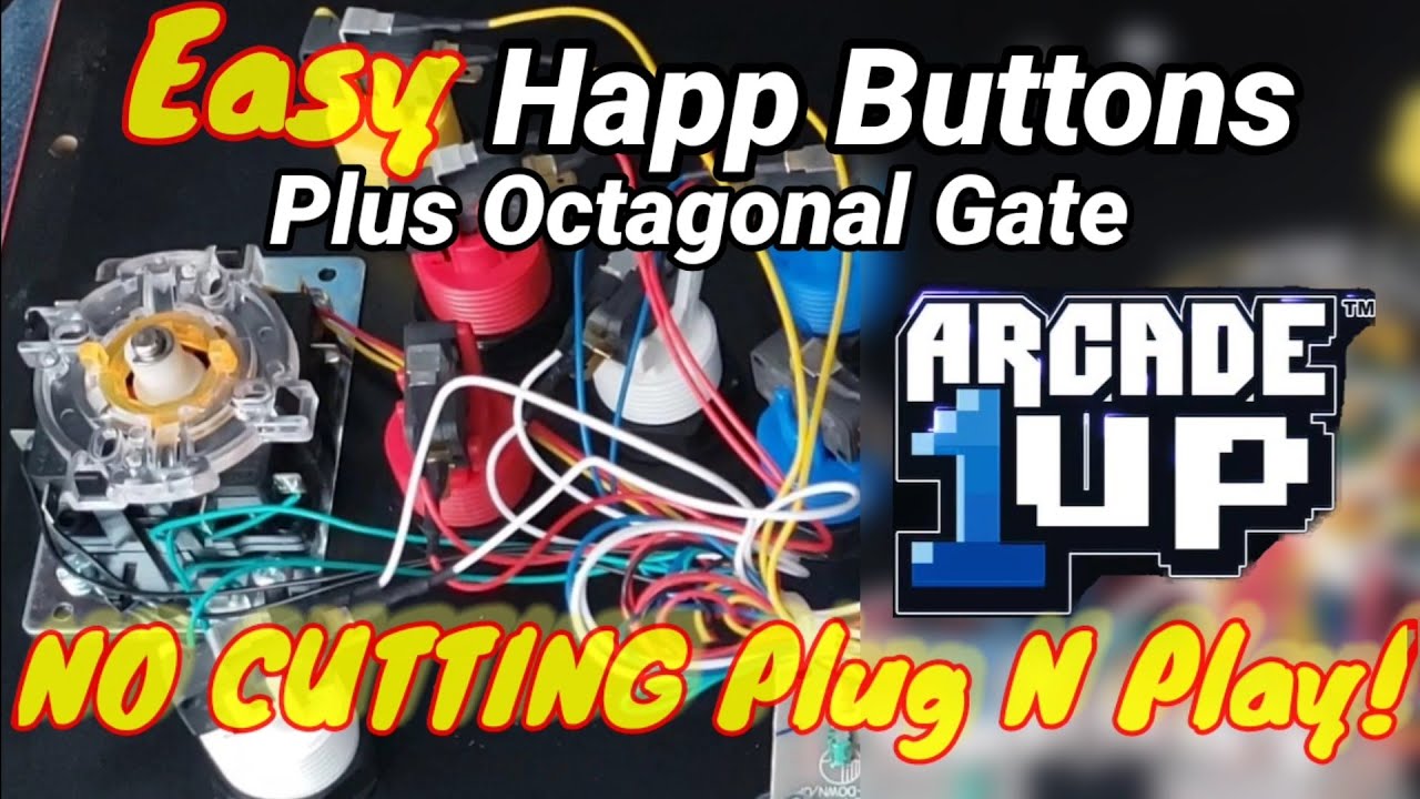 EASY Happ Buttons + 8-Way Gate Arcade1up Plug N Play - No Cutting or Splicing!