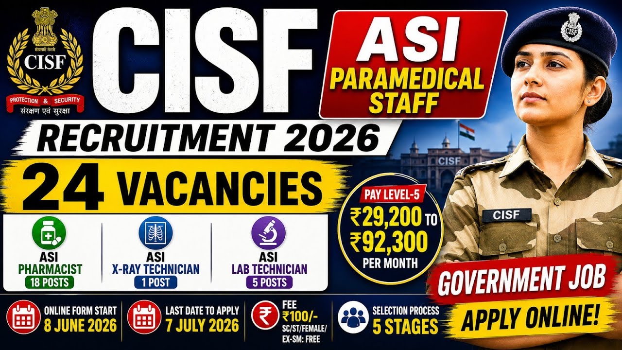 CISF ASI Paramedical Staff Recruitment 2026