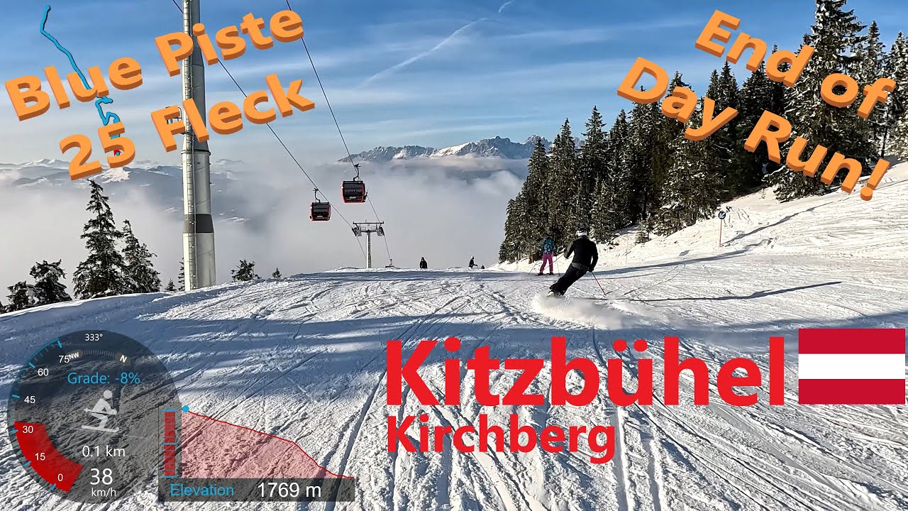 [4K] Skiing Kitzb&uuml;hel KitzSki, Entire Blue Piste 25 Fleck Full Top to Bottom, Austria, GoPro HERO11
