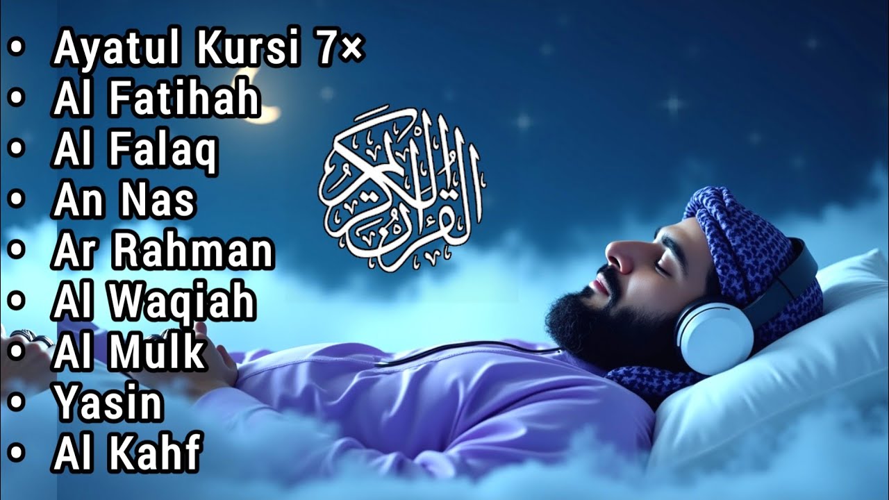 Ayat Al-Kursi 7x, Al-Ikhlas, Al-Falaq, An-Nas – Soothing Quran Recitation for Protection & Peace