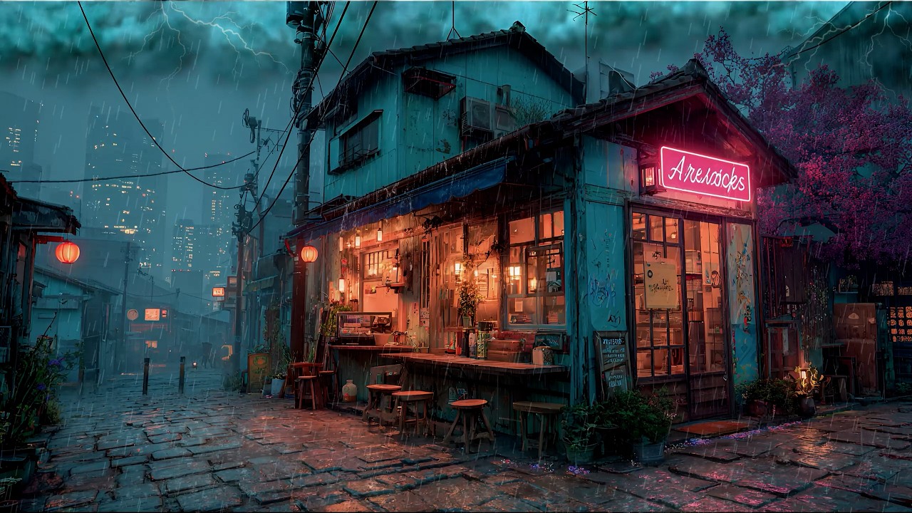 Retro 90s Rainy Café Lofi ☕ Warm Coffee Shop Vibes for Focus & Relax