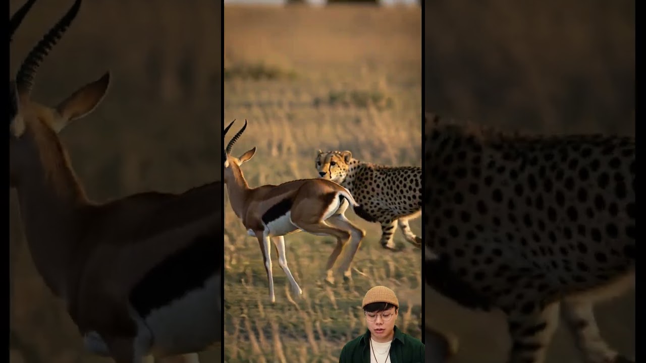 Reaction: The Thomson’s gazelle knocked the cheetah to the ground in epic chase 