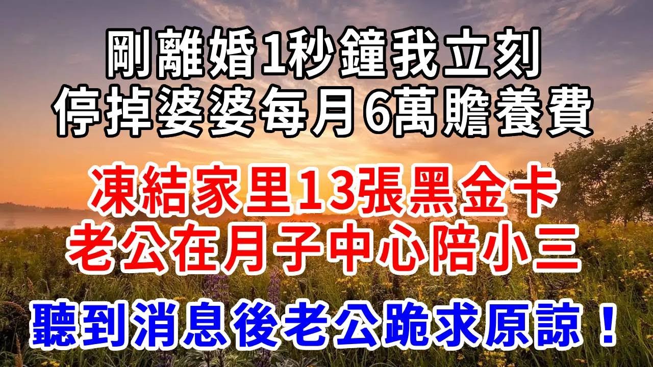 剛離婚1秒鐘，我立刻停掉婆婆每月6萬贍養費，凍結家里13張黑金卡！老公在月子中心陪小三，聽到消息後老公跪求原諒！