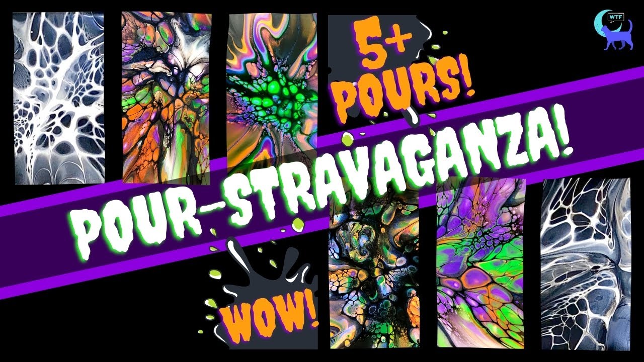 #15 Satisfying POUR-STRAVAGANZA!  5+ Pours!  Blooms & Swipes, oh my! Orange, purple, green & silver!