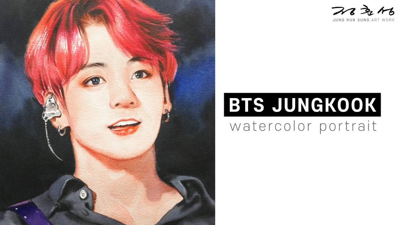 BTS JUNGKOOK Watercolor portrait painting │ 방탄소년단 정국 인물수채화