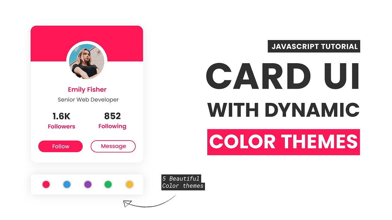 Profile Card UI With Dynamic Theme Colors | Theme Switcher | Javascript Project