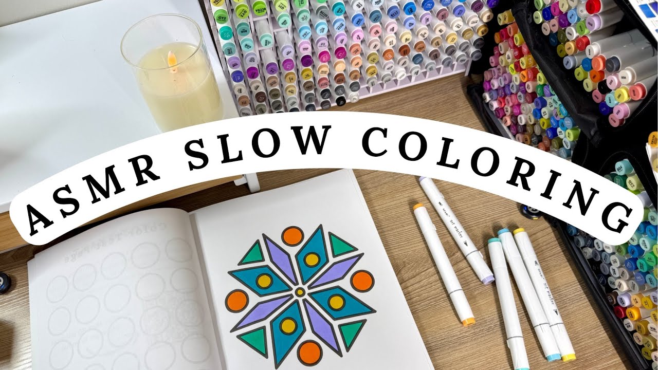 Slow ASMR coloring | relaxing coloring session for relaxation sleep | ASMR marker and paper sounds 