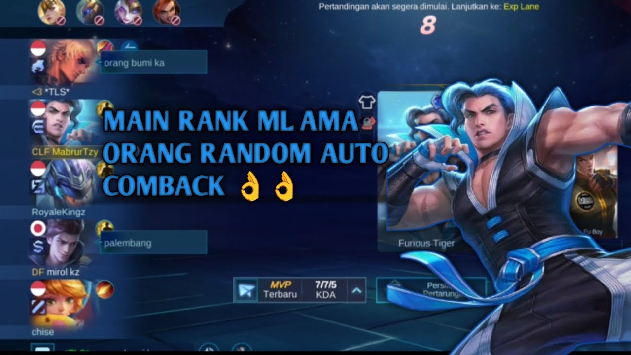 MAIN RANK ML AMA RANDOM AUTO COMBACK😁😁 // HERO CHOU