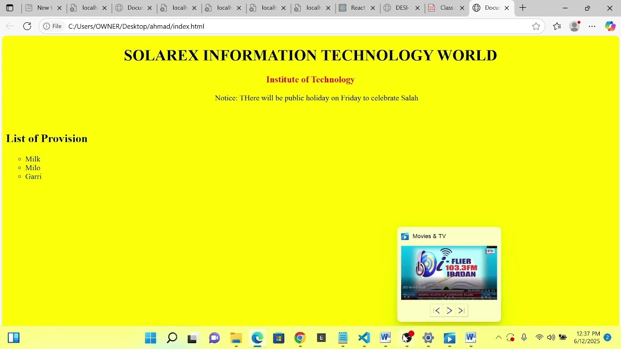 list in html
