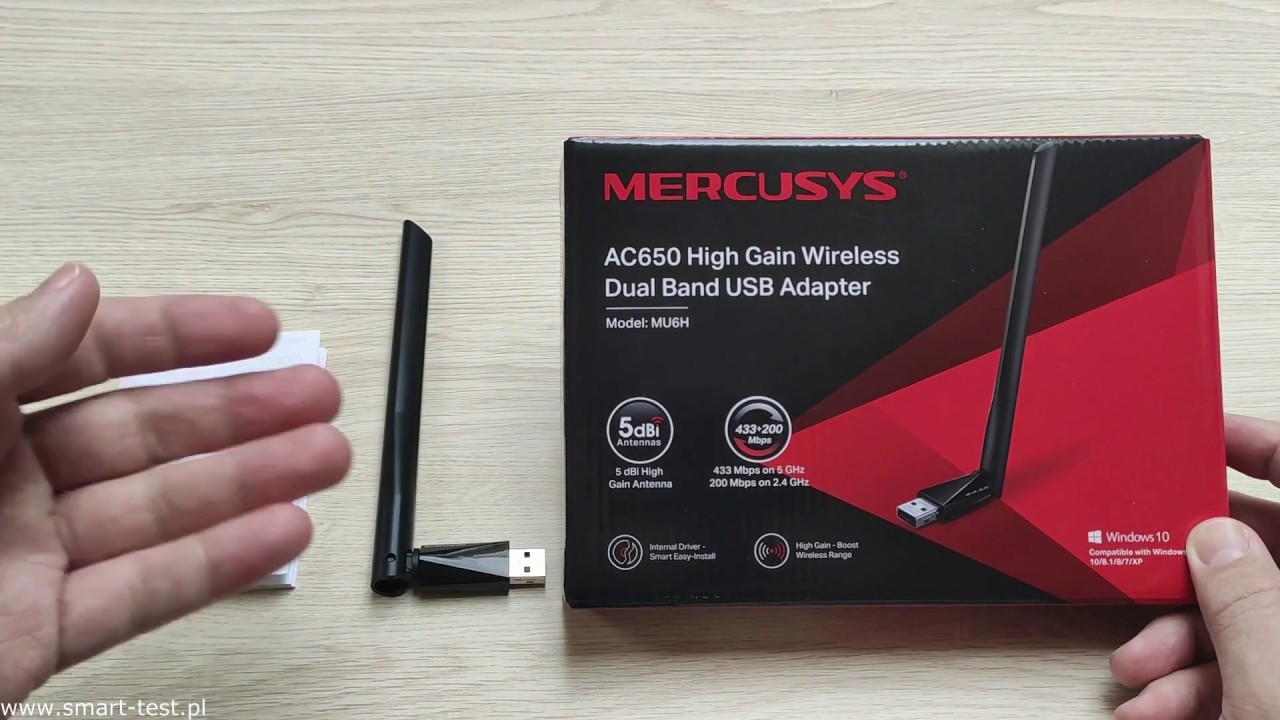 Mercusys MU6H dwupasmowa, bezprzewodowa karta sieciowa USB AC650 - recenzja