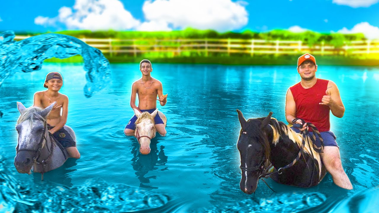 NADANDO com os CAVALOS na LAGOA FUNDA* Caí do Embaixador