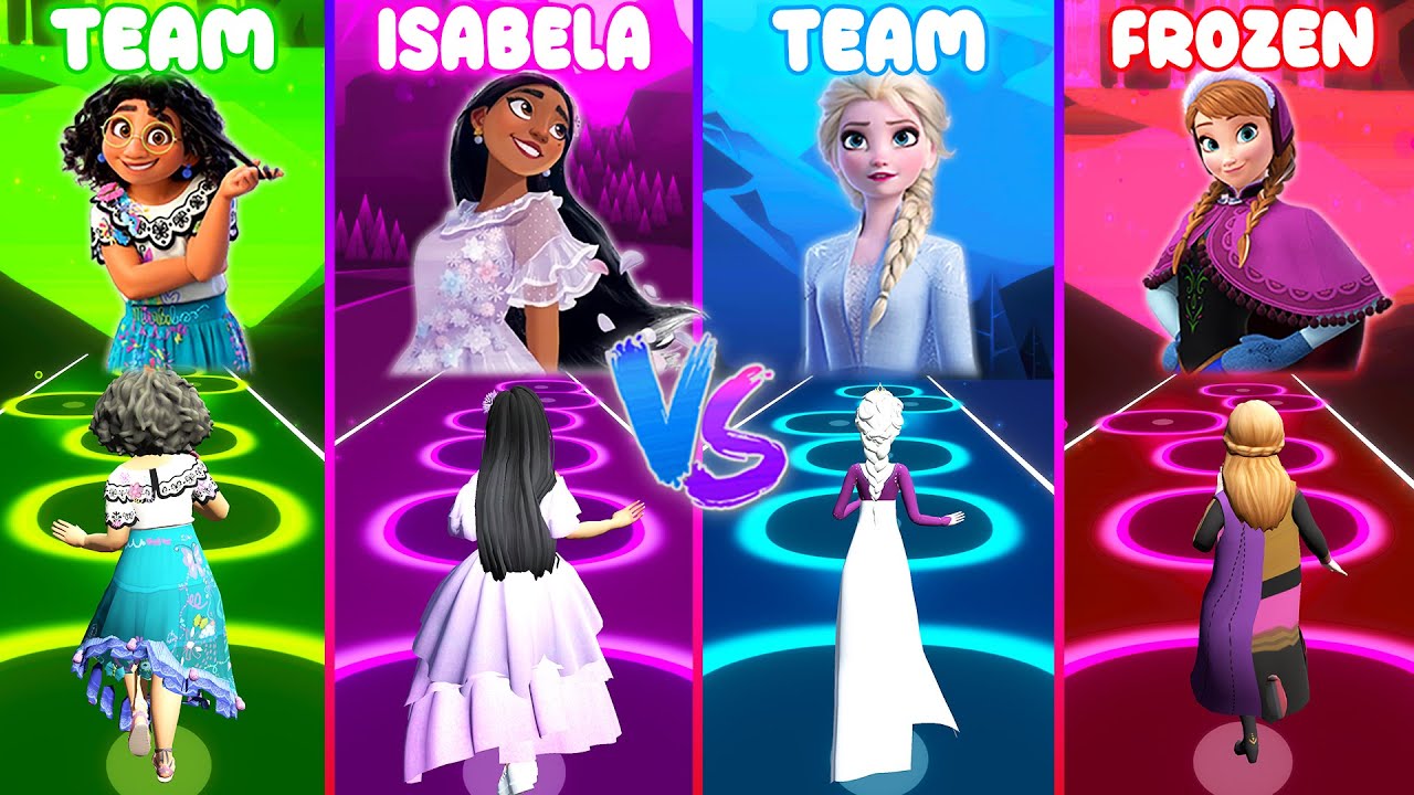 Team Encanto VS Team Frozen - But In Tiles Hop! Mirabel Isabela Fights With Elsa Anna!