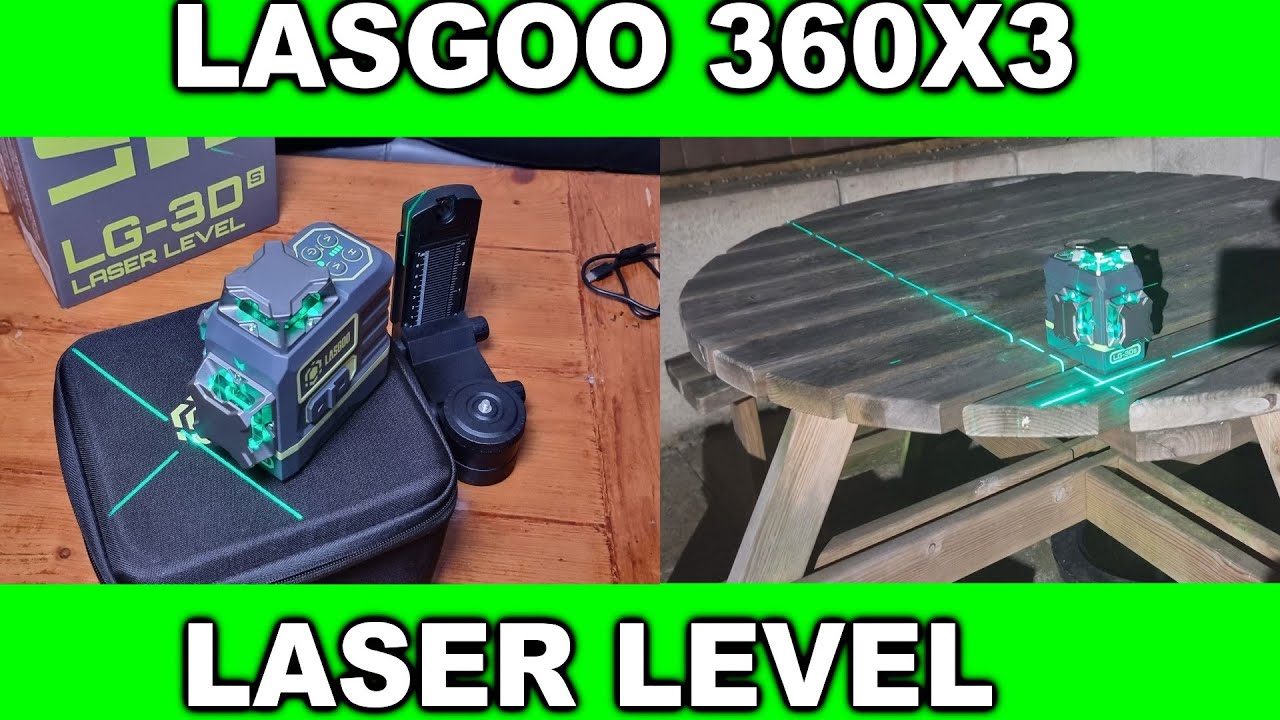 LASGOO Laser Level Self Levelling 360&deg;x3 Green Cross Line Laser Tool Unboxing & Demonstration